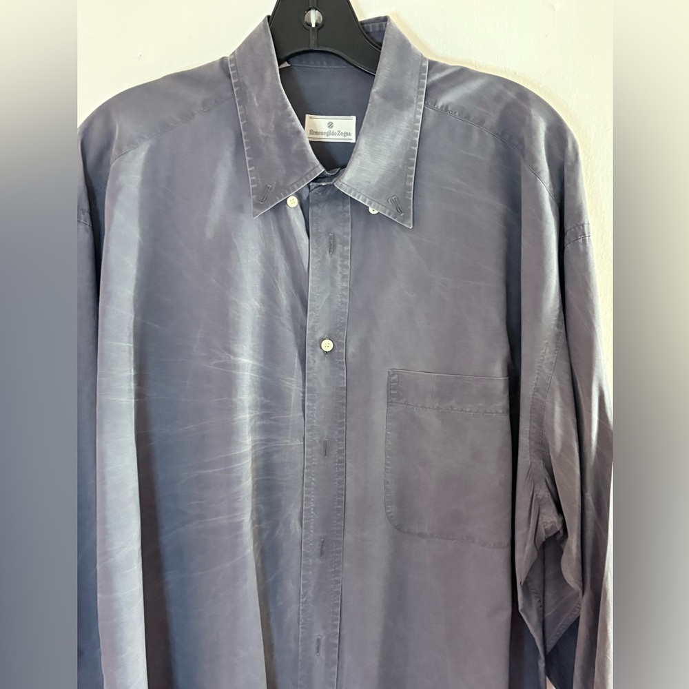 Ermenegildo Zegna Men's Gray Button-Down Shirt
